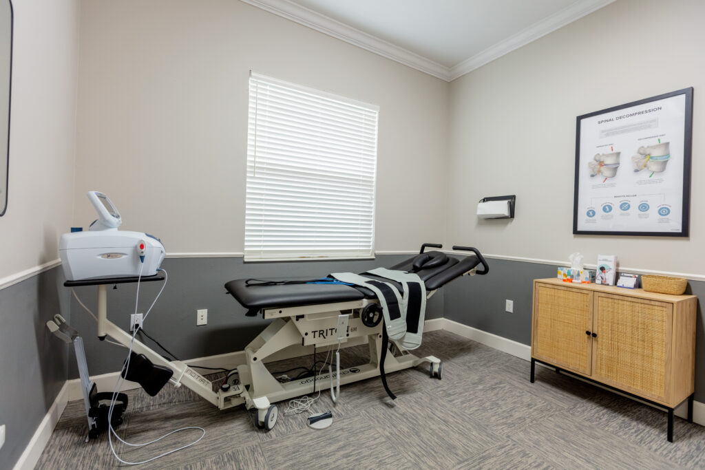 clinic with a spinal decompression table for patient